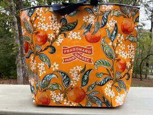 NWT Fragonard Paris Orange Floral Paisley Large Vinyl Tote Bag – Gift Set